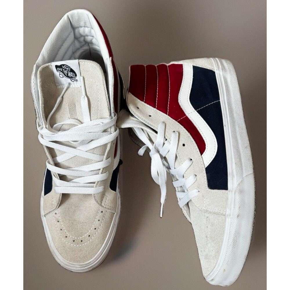 EUC Vans Sk8-Hi Reissue Retro Block White Red Navy Men 13 VN0A2XSBQKN High Top